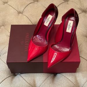 Patent Leather Scalloped Accent D'Orsay Pumps